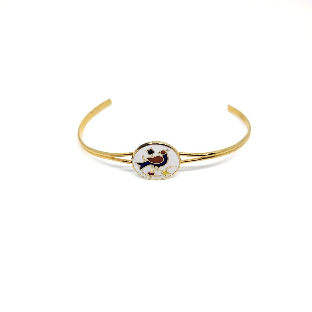 Hex Signs By Hoffman Distlefink Bracelet Enamel Brid Tulips Gold Tone Dutch Cuff